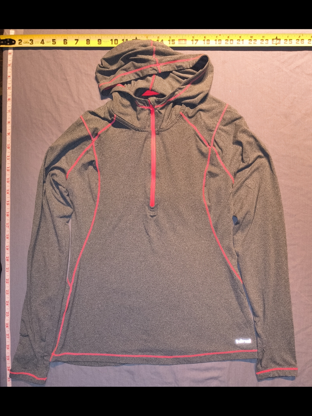 Hind Heathered Gray Athletic Hooded Pullover with Pink Trim